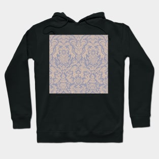 Sand on Cool Gray Weird Medieval Lions, Cherubs, and Skulls Scrollwork Damask Hoodie